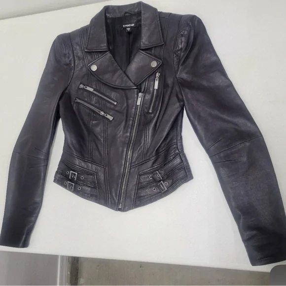 Bebe leather black jacket, size Small, soft 100% real leather shoulder pad - Picture 7 of 15